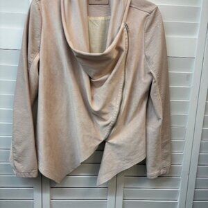 BlankNYC Faux Suede/Leather Draped Front Light Pink Lightweight Jacket M